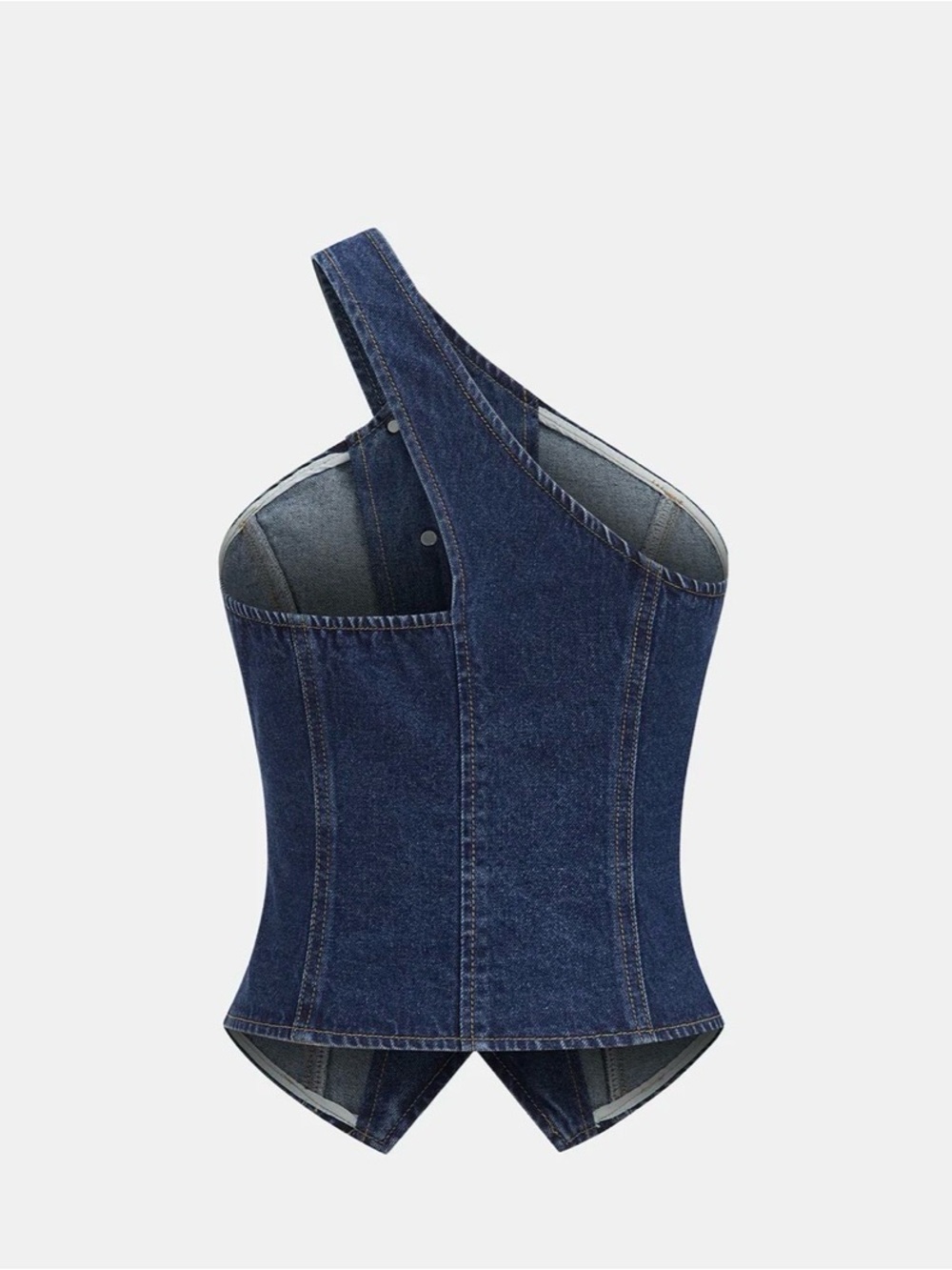 Commense One Shoulder Buttoned Denim Vest NWT - Picture 4 of 5